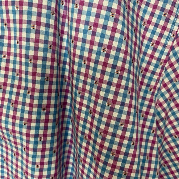 Robert Graham Shirt Men XL‎ Blue Pink Check Button Up Short Sleeve - Picture 3 of 13